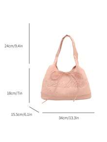 New Fashion Tote Bag, Korean & Japanese Niche Versatile Large Capacity Shoulder Bag For Daily Commute - Pink - View 5