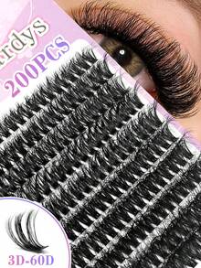 200pcs D-Curl Lashes Cluters, 10-18mm Length, 10 Rows 60D Eyelash, 3D Effect Individual False Eyelashes, Comfortable Wear, Easy To Create Delicate Eye Makeup, Suitable For Various Occasions Like Parties, Daily Travel, Etc. - D - View 1