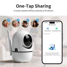 2 piezas Cámara de inteligente 1080P Full HD blanca, monitoreo, cámara de red, visión nocturna infrarroja, compatible con WiFi 2.4G, detección de seguimiento de movimiento, almacenamiento en tarjeta SD/nube (tarjeta no incluida), alimentada por USB, intercomunicador de audio bidireccional, visualización remota, detección de seguimiento de movimiento, monitoreo panorámico, cámara inteligente para interiores del hogar - Blanco - Ver 2