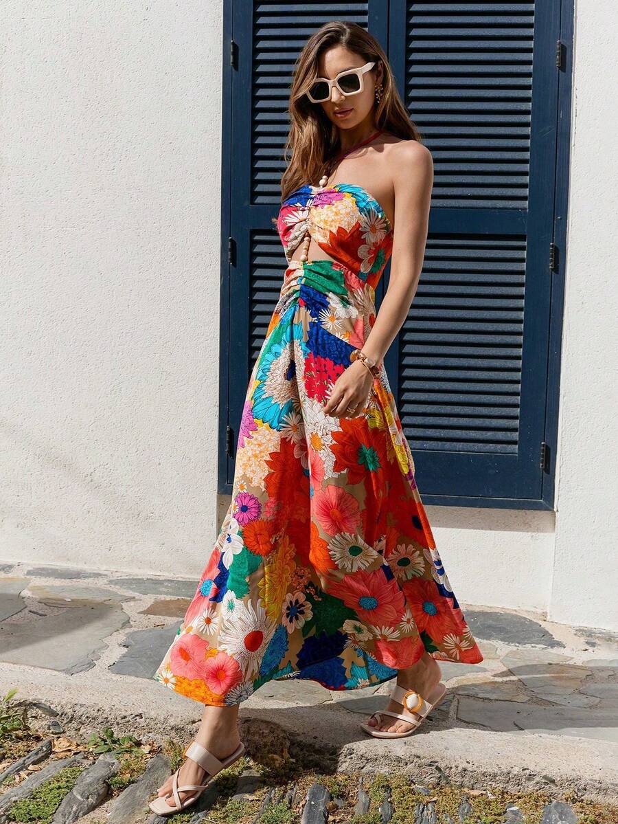 asdBrillora Vestido ajustado sin mangas con diseño calado de unicolor para mujer, de veranoasd QWNC - Multicolor 2 - Ver 1