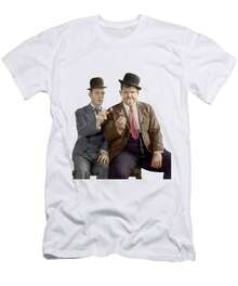 T-Shirt Grafica Da Uomo Vintage Comedy Duo 2026, A Maniche Corte E Girocollo, Con Stampa Di Stanlio E Ollio, Stile Casual Streetwear. - 白色 - 查看 1