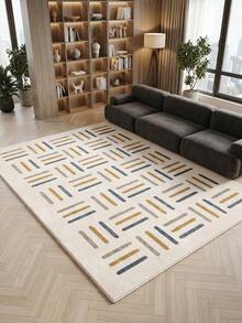 1pc Modern Minimalist Area Rug, Geometric Line Pattern Living Room Carpet, Soft Touch, Short Pile Modern Floor Rug, Suitable For Bedroom, Dining Room, Office, Home Decor And Doormat, Versatile For Various Occasions Like Music Festivals, Wedding Venues And Daily Home Use. - Multicolor - View 5