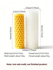 蜂巢長條紋理手工香氛蠟燭DIY矽膠模具，3D蜂巢、花朵與蜜蜂浮雕設計，包含多種高度與圓柱尺寸，柔軟矽膠材質，易脫模易清洗，適用於大豆蠟、石蠟、石膏、環氧樹脂等材質 - 蜂巢長條模具 - 查看 9