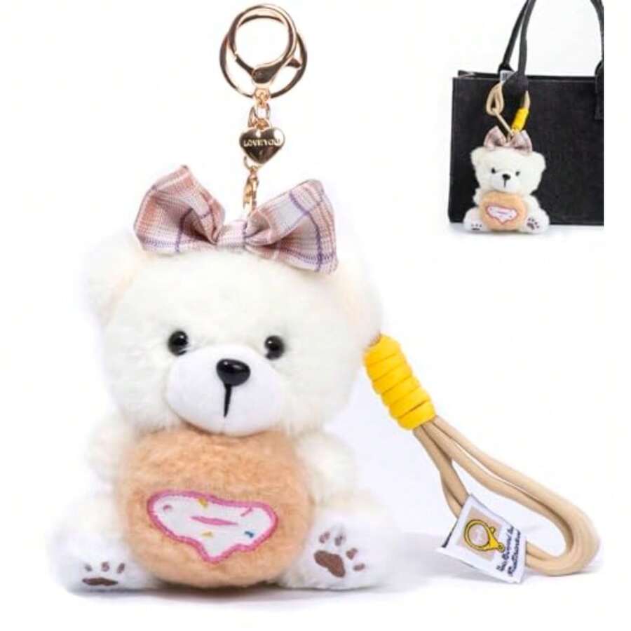 Plush Keychains - White Cookie Bear - View 1
