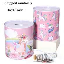 1pc Creative Sealed Coin Bank Cartoon Pattern Delicate Money Saving Box Decoration, One-Way Saving - Unicorn, Mermaid Pattern, Random Design - Multicolor - View 13