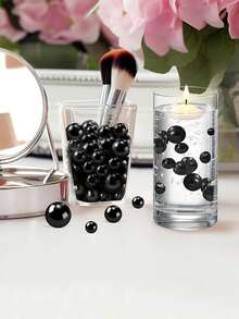 200g Artificial Floating Non-Porous Pearls For Vase Filler, With Water Absorbent Gel Beads, 10mm/16mm/20mm Mixed Sizes, For Vase Decoration, Wedding Decor, Vase Filler, Floating Candle Decoration, Home Center Table Decor, Suitable For DIY Wedding, Birthday, Theme Party, Valentine's Day Decor, Halloween Decor And Christmas Center Decoration (Includes Water Beads) - Black - View 5
