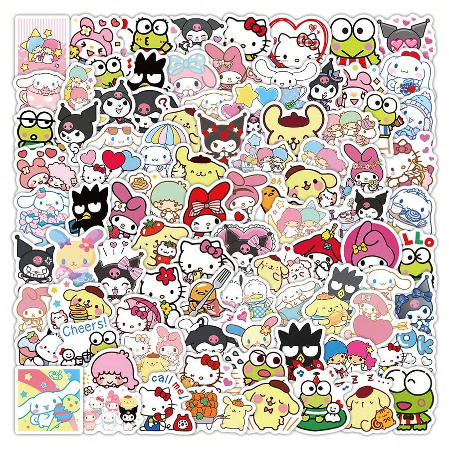 SANRIO 102 piezas Pegatinas con Patrones Accesorios de Decoración DIY para Álbum de Recortes - 102 unidades - Ver 1