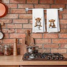 2 PIEZAS, Toallas de cocina con estampado de vaca de las tierras altas, suaves y absorbentes, lavables a máquina, adecuadas para decoración de mesa, decoración de cocina y comedor, se pueden usar como regalo diario, accesorios de cocina. - Multicolor - Ver 6