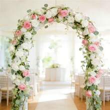 1 Peça Guirlanda de Rosa Artificial e Videira com Folhas de Eucalipto Simuladas, Guirlanda Floral Pendurada Feita de Flores Verdes, Perfeita para Primavera e Verão, Ideal para de Casamento, Festas Internas e Externas - Multicolorido - Visão 5