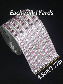 1 Yard Pink Shiny Rhinestone Strip Self-Adhesive Rhinestone Decorative Tape, 9mm Wide Rhinestone Sticker, Suitable For DIY Home Wall Decoration, Car, Clothing, Box, Photo Frame, Bottle, Shoes, Hat And Phone Decoration, Party Decoration - Size 1 Small Pink - View 12