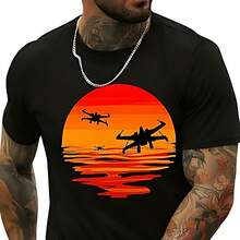 Printed T-Shirt With Round Neck And Short Sleeves For Everyday Use - Black - View 1