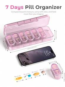 2 Times/Day Pill Organizer AM PM 7-Day Pill Box, 2 Doses Per Day 7-Day Travel Pill Organizer For Medication, Vitamins, Fish Oil Supplements - View 3