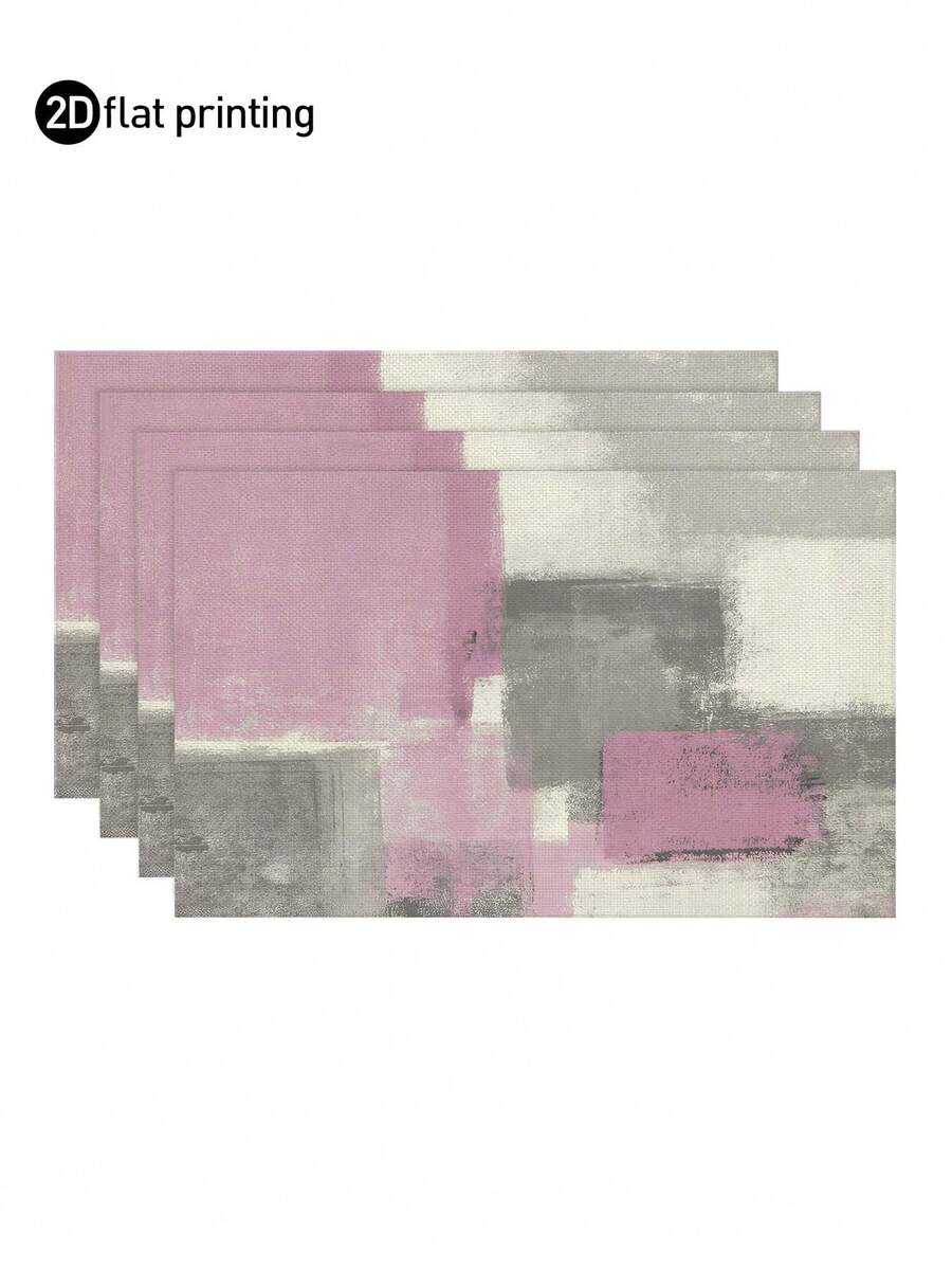 4pcs/6pcs Abstract Geometric Pattern Placemats, 12x18 Inch Rectangular Table Mats, Machine Washable, Woven Yellow & Grey Table Decor, Suitable For Dining Room, Home, Kitchen, Banquet, Cafe - Lilac Purple - View 1