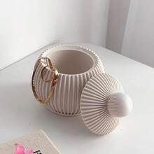 Vertical Stripe Round Storage Jar Epoxy Resin Mold DIY Round Aromatherapy Plaster Candle Cup Ornament Silicone Mold - Storage Mold - View 2