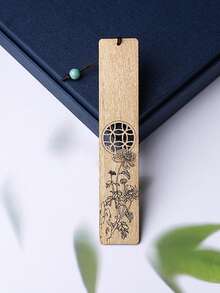1 Set Of 4pcs Simple Carved Wooden Bookmark Gift Box With Chinese Style Plum Blossom Orchid Bamboo Pattern Bookmark Reading Tools Retro Stationery Supplies - A - View 10