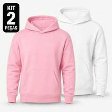 Set Of 2 Plain Kangaroo Jackets, Unisex, Comfortable Basic Winter Warmth - White + Pink - View 2