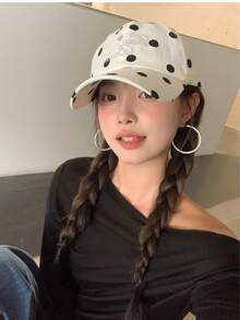 1pc New 2026 Korean Style Polka Dot Baseball Cap For Women, Summer Thin Breathable Sun Protection Hat, Face-Slimming Design - Multicolor - View 5