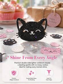 100pcs Colorful Cat-Shaped Confetti With Pink, White And Black Paw Print Patterns. Perfect For Cat-Themed Party Decorations, Ideal For Pet Lovers, Cat Birthday Parties, Baby Showers, Wedding Decor And DIY Craft Projects. - Multicolor - View 6