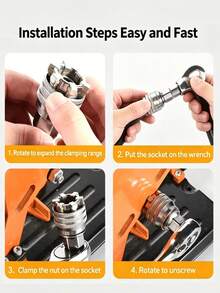 Adjustable Universal Socket Wrench 3/8'' To 3/4'' Universal Socket With 3/8'' Extension Bar Manual Socket Set Drill/Electric Drill Wrench Adapter Suitable For Power Tool Repair - A - View 5
