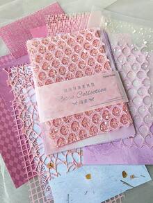 1 Paquete 15 Hojas Juego de Papel de Materiales Mixtos Tono Rosa Material de Fondo para Collage DIY - BQ1023 - Ver 2