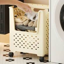 Large Foldable Storage Basket With Wheels, High-Capacity Laundry Basket, Mobile Storage Cart For Textiles. Suitable For Bathrooms, Balconies, Bedrooms, And Laundry Rooms For Storing Clothes, Towels, And Yoga Mats. - Xem 6