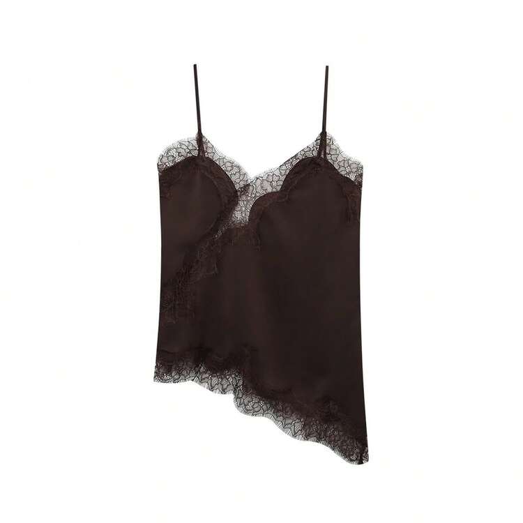 Women's 2026 New Irregular Lace Trim Pure Desire Style Dress - Màu vàng dài - Xem 7