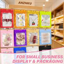 ANZNKU 100 PCS Multicolor Resealable Mylar Bags With Zipper And Frosted Clear Window, Packaging Bags Foil Pouch Bag For Food Self Sealing Jewelry Storage Supplies (7.08x10.24) - 顏色A - 查看 4