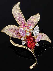 1 Piece Best-Selling Women's Jade Flower Crystal Brooch. It Complements Suits And Adds A Touch Of Elegance And Grace. Multiple Colors Are Available. - Multicolor - View 5