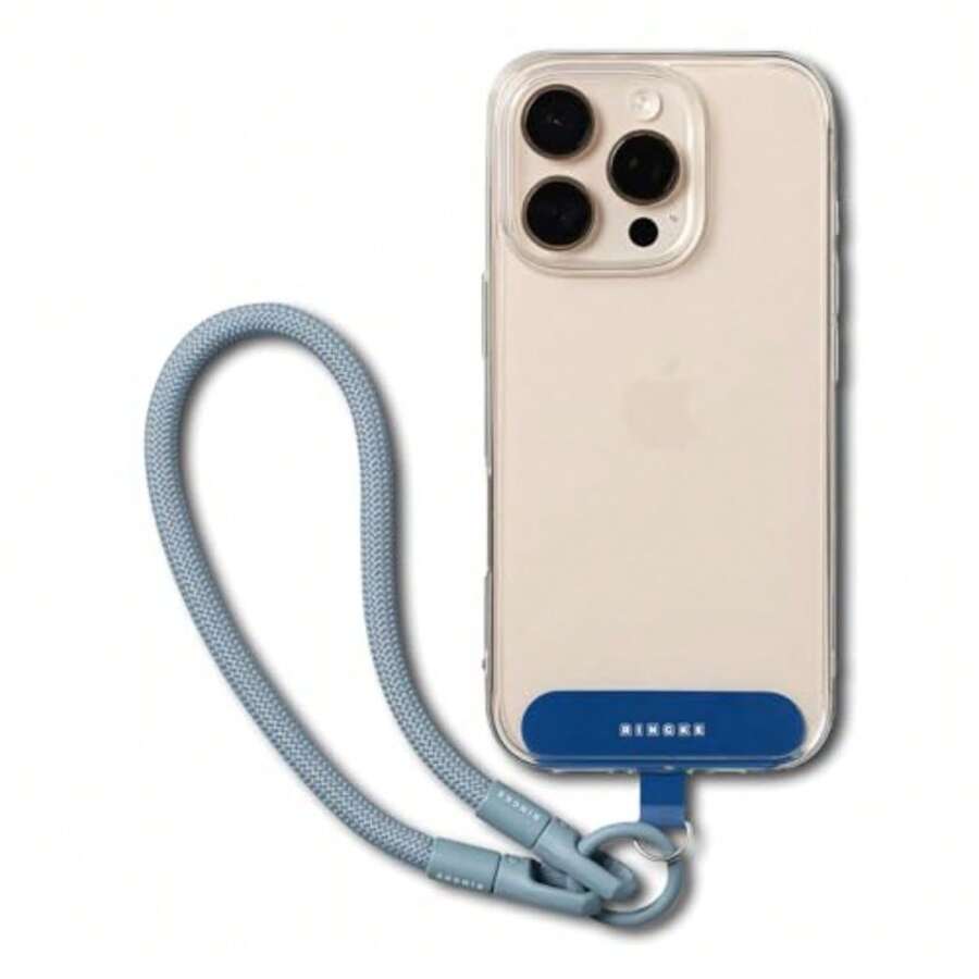 Ringke Holder Link Flow Hand U-Type Strap, Correa de Muñeca y Mano Desmontable Universal para Teléfono Móvil con Parche - Azul urbano - Ver 1
