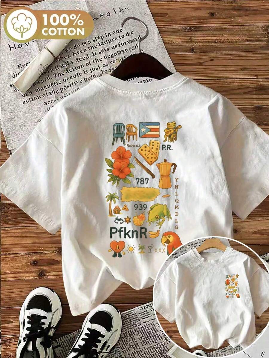 2026 T-Shirt Girocollo A Maniche Corte Da Donna A Tinta Unita, Top Super Ampio, 100% Cotone, Morbido E Confortevole, Casual Per Tutti I Giorni, Streetwear, Stampa Limone Diverten - 白色的.. - 查看 1