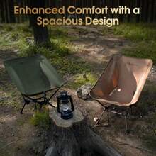 Moon LENCE - Silla de Camping portátil Plus Comodidad y tamaño mejorados compacta y Ligera Silla Plegable para mochileros y Senderismo Capacidad de 350 Libras 2 Unidades Color Negro - Paquete de 2 unidades negras Plus - Ver 6