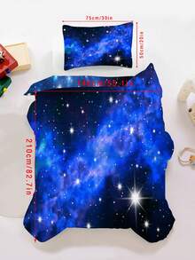 2/3件組 藍色星系星雲 3D印花被套組，閃亮星星星空床寢，適用兒童、青少年、成人、男孩與女孩，臥室使用 - 彩色 - 查看 20