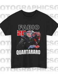Unisex T-shirt i ren bomull,  Fabio Quartararo 20-tröja  Quartararo Grafisk Merchandise, Tee  Champion Present Racing Fabio Quartararo Tryck Anpassad, sommar-t-shirt, blus, basplagg, toppar, Kreativ Design, Utomhuslek, Cool Stil, Rolig Design, Perfekt för utomhuslek. - Svart - Visa 1