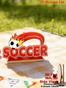 1pc 2D Flat 1 Piece Wooden Desktop Ornament, Soccer Commemorative Gift, Wooden Soccer Figurine, Sports Fan Decor, Athlete Wooden Craft, Game Day Table Centerpiece, Soccer Gift For Him Or Her, Office And Home Decor, 2D Flat - one-size - View 13