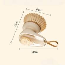 Cepillo de limpieza de cocina conveniente - Modelo portátil con adición de líquido antiadherente, disponible en 3 formas, caja de líquido de limpieza visible + función de descarga de líquido por presión, adecuado para escenas de limpieza como cocina, olla antiadherente, plato, vajilla, fregadero, etc. - convencional - Ver 15