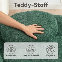 Minimalist Teddy Fleece Sofa With Rounded Design, Softly Padded Couch With Cushions, Versatile For Living Room, Bedroom And Studio. - 綠色 - 查看 7