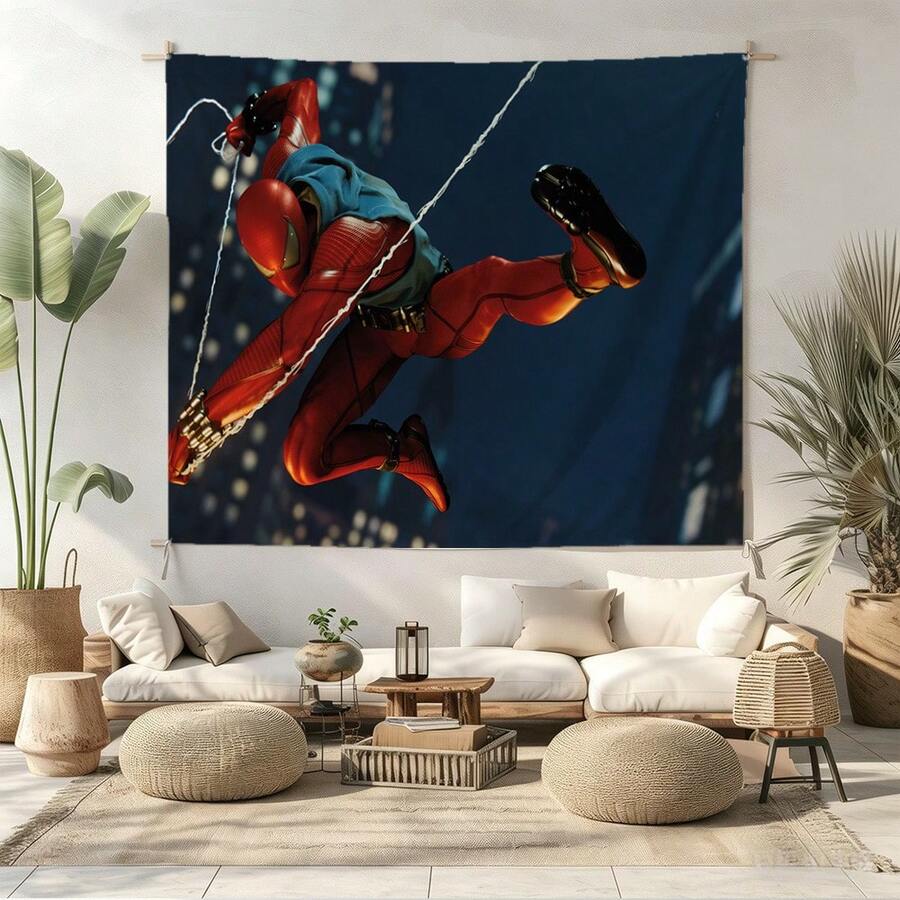 1pcs M Arvel Superhero Series Sp Ider-Man Theme Tapestry, Superhero Patter Wall Hanging Fabric Poster Cool Comic Art Background Blanket, Modern Home Fashion Decor, For Living Room Bedroom College Dorm Game Room Home Decor Fans Gift - Nhiều màu - Xem 1