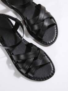 Model Baru 2026: Sandal Datar Retro Ukuran Besar dengan Pita Besar; Tersedia dalam Warna Hitam, Sepatu Musim Panas, Putih, Nyaman Dipakai, Cocok untuk Liburan - Hitam - View 8
