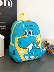 1 pieza Mochila de dinosaurio personalizada y personalizada para volver a la escuela, estampado de dinosaurio versátil y lindo, cierre de cremallera, material de nailon, correas de hombro ajustables, portátil, adecuada para la escuela, compras, salidas diarias, viajes al aire libre. Regalo de cumpleaños. - Multicolor - Ver 8