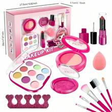 Kids Pretend Makeup Toy Set, Comes With Realistic Powder Compact, Lipstick, Nail Polish And More. Suitable For Girls Aged 3+, Great For Role-Play And Pretend Play Games. Perfect Birthday Gift Choice. - Multicolor - View 10