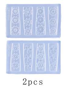1/2PCS 3D五瓣花美甲矽膠模具，可重複使用雕花裝飾DIY美甲設計工具，美甲飾品樹脂模具美甲用品，美甲工具 - 無色 - 查看 12