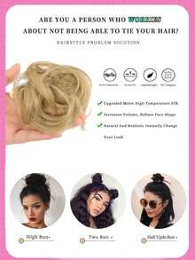 Heat-Resistant Fiber 4-Inch Straight Hair Claw Clip Bun Clip - Multicolor - View 3
