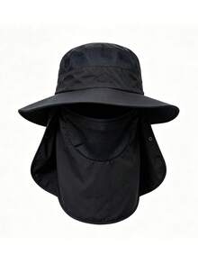 Men's Summer Outdoor Hiking Fishing Sun Hat, Wide Brim, Breathable, Sun Protection - Army Green - View 3