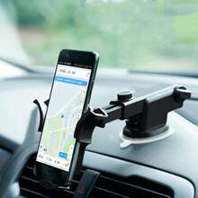 Soporte para teléfono de coche, soporte universal de ventosa para salpicadero y parabrisas, rotación de 360°, bloqueo automático por gravedad, soporte de navegación antideslizante de fuerte adherencia, compatible con todos los teléfonos inteligentes, negro - A - Ver 4