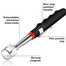 Outil de ramassage magnétique robuste 16LB avec tige télescopique, convient pour la réparation automobile et domestique, les zones difficiles d'accès, avec une poignée noire élégante et un clip de stylo - Diamant de 16 lb - Voir 1