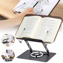 Leseregal aus Holz mit 360°-Drehfuß und Klemmen; geeignet für Bücher, Zeitschriften, Tablets und Laptops | Verstellbarer Ablage- und Rezepthalter, geeignet für Schreibtische und Büros | Bücherregal - A - Übersicht 7