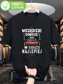 Lustiges T-Shirt für Männer mit dem polnischen Autoslogan "Überall ist es gut, aber die Garage ist die Beste" und Zwerg-Mechaniker-Design - Lässiger Rundhalsausschnitt, perfekt für Clubs und polnische Auto-Enthusiasten - Ideales Geschenk für Mechaniker - Schwarz - Übersicht 1