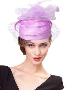 HIMESPORT Women's Wedding Bridal Hat Headpiece With Veil, Cocktail Party Tea Party Dress Accessory, Elegant Kentucky Derby Hat, Suitable For Church Wear - A - View 19