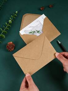 300pcs, Vintage Kraft Paper Envelopes Solid Color Minimalist Invitation Envelopes Business / Handwritten Letter Storage Bags, Thick Texture Postcard Storage Bags Vintage Style Handwritten Letter Envelopes, Universal Invitation / Greeting Card / Ticket Storage Envelopes Multiple Sizes Available, Minimalist Design Customizable DIY Greeting Cards - View 6