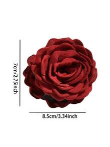 1pc Multi-Layer Fabric Rose Hair Clip, Large Size Hair Barrette, Women's Hair Accessory. Ideal For Vacations, Summer Outfits And Beach Looks. - Shark Clip - View 7